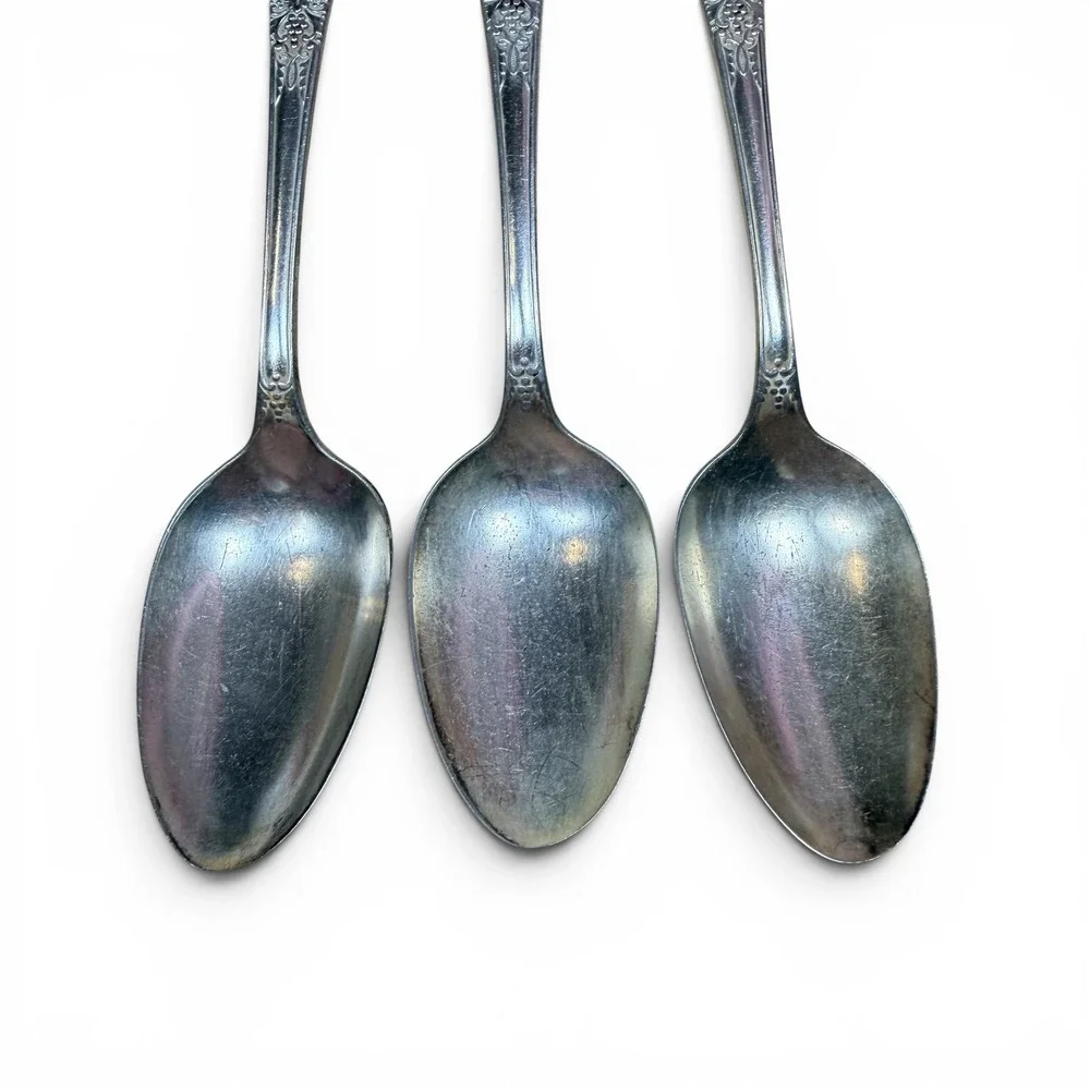Wm. Rogers & Son AA Silverplate Spoons Champagne Burgundy Monogram M Set of 3